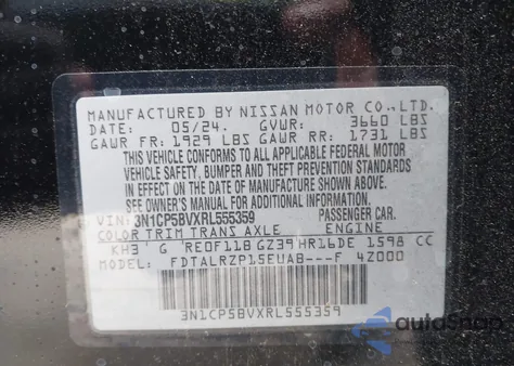 2024 Nissan Kicks S Xtronic Cvt z USA, uszkodzony, nr VIN 3N1CP5BVXRL555359